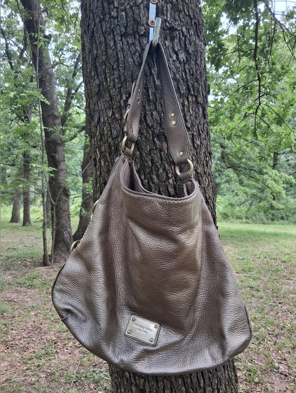 Michael Kors Gold Pebbled Leather Hobo Bag